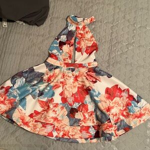 FLORAL~MINI HALTER DRESS~SM